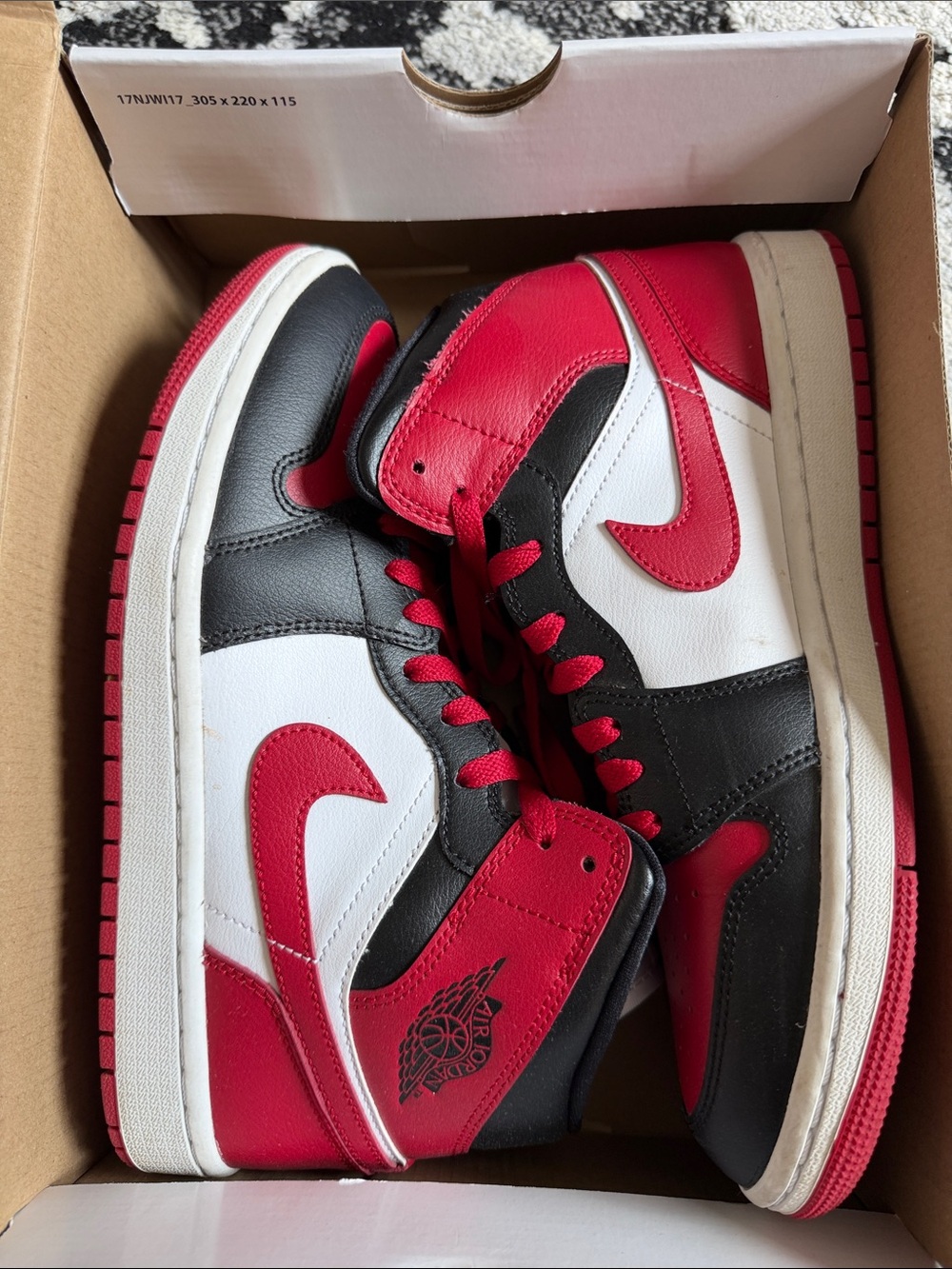Jordan Women’s High-Top Sneakers in Red, White & Black